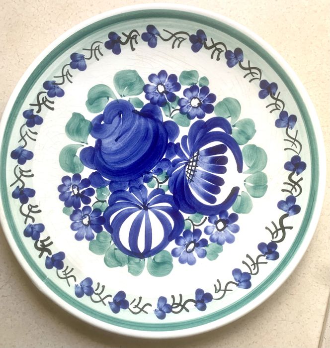 Ręcznie malowany talerz fajans Włocławek Floryszcz