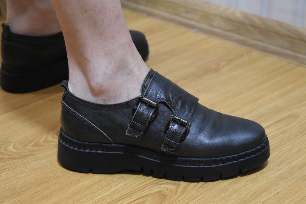 Туфлі GEOX шкіряні жіночі туфли женские графит графіт