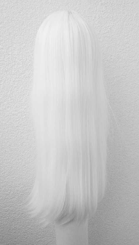 Biała peruka z grzywką przedziałkiem prosta długa wig cosplay