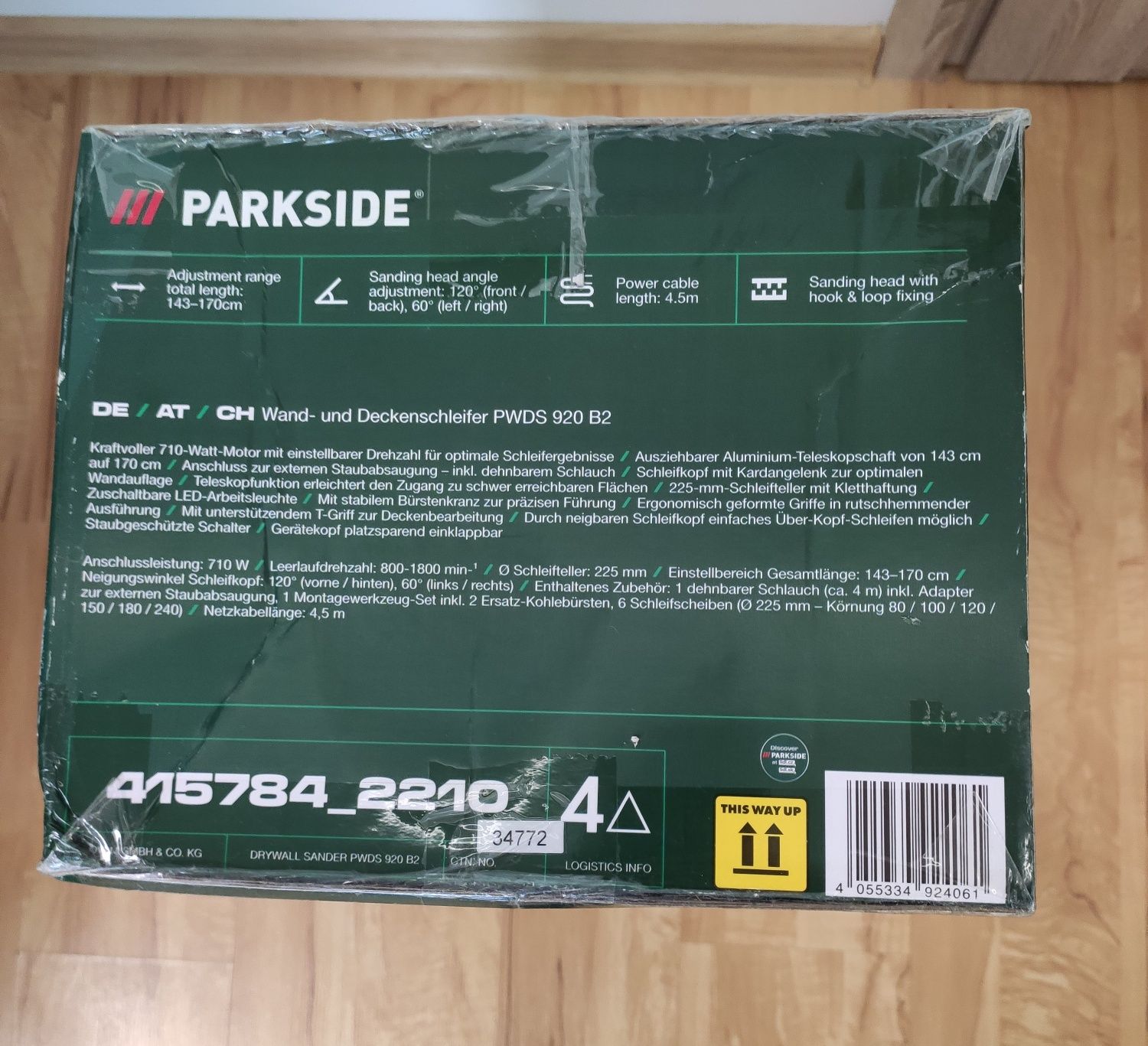 Szlifierka do ścian i sufitów NOWA PARKSIDE PWDS 920 C3W 710W