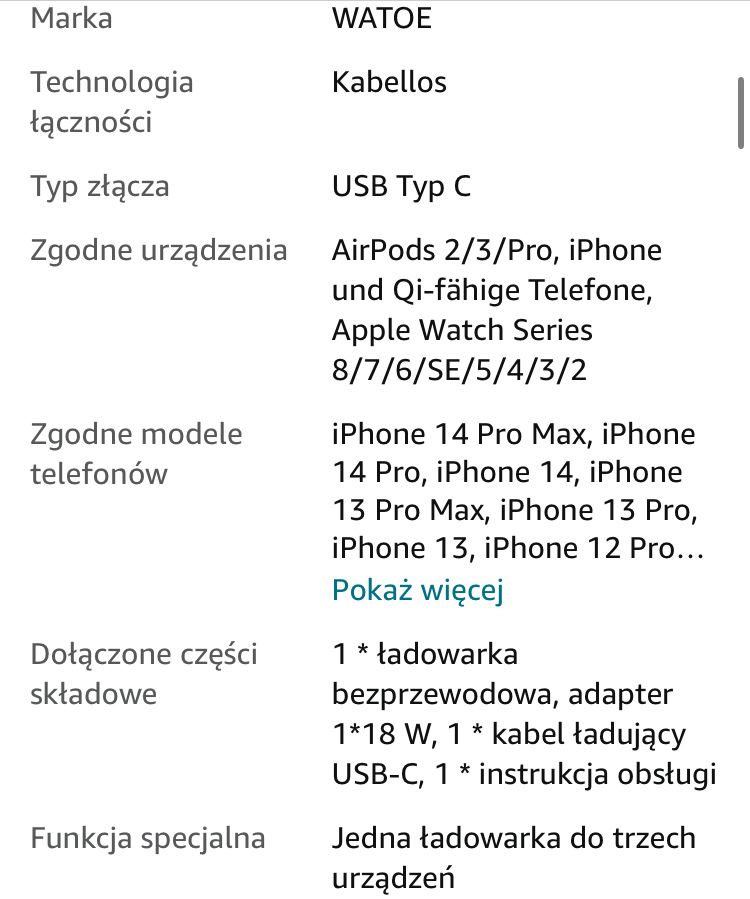 Watoe bezprzewodowa stacja ładujaca 3 w 1 ładowarka indukcyjna iphone