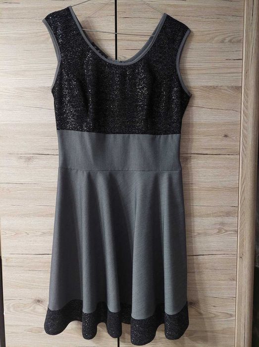 Sukienka szara na wesele ślub chrzciny bal roz. 40