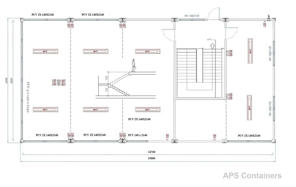 Zestaw kontenerów biurowych handlowych 200 m2 dwupoziomowy