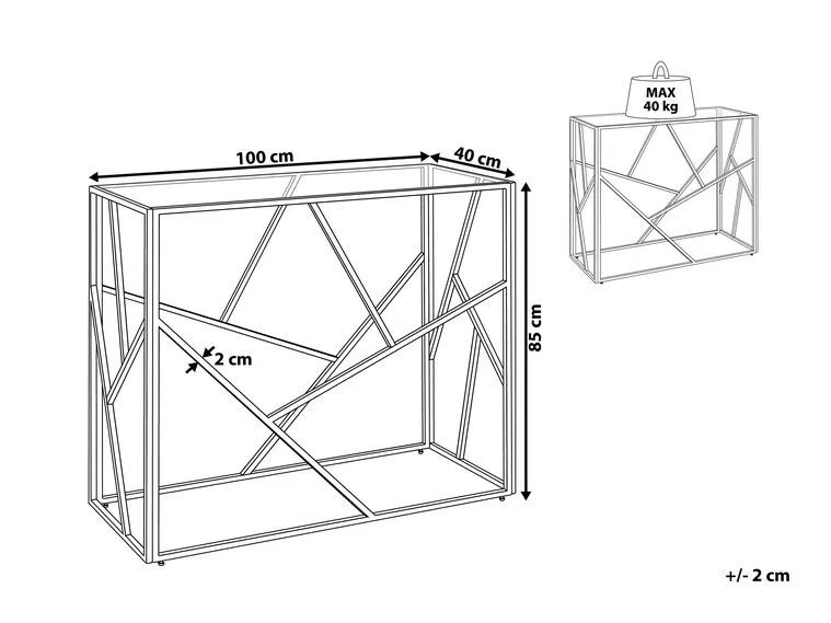 Konsola szklana srebrna ORLAND Meble do salonu