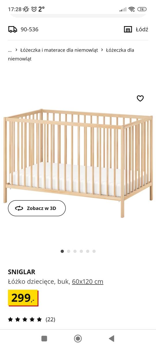 Łóżeczko niemowlęce Ikea singlar