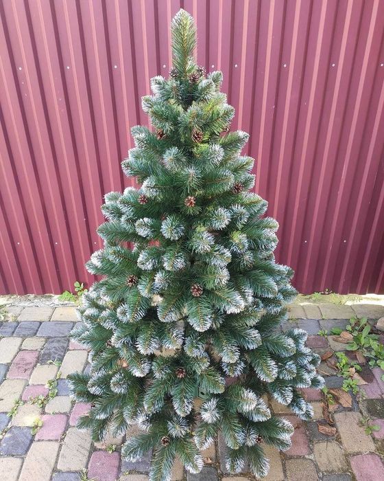 Новорічна ялинка з шишками ,білий кінчик ,елка новогодняя ,мягкая игла