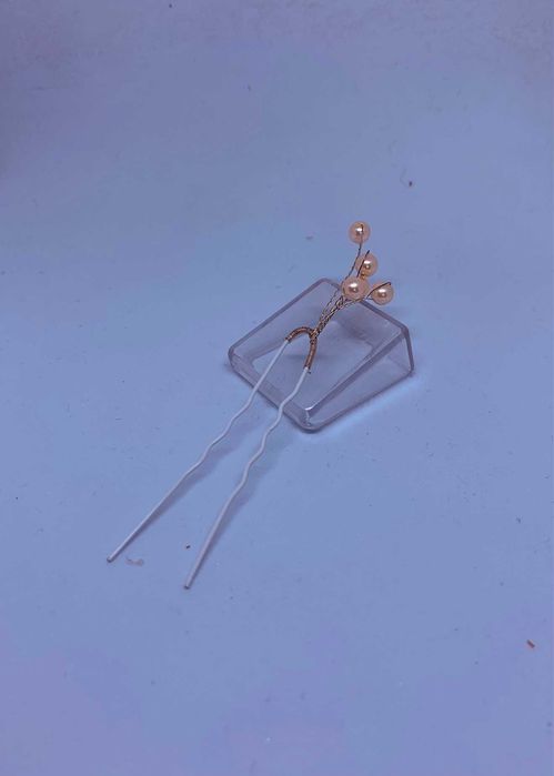 kokówka ozdobna łososiowe perełki miedziane druciki ślubna delikatna