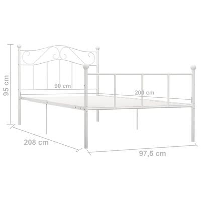 Białe łóżko metalowe 90x200