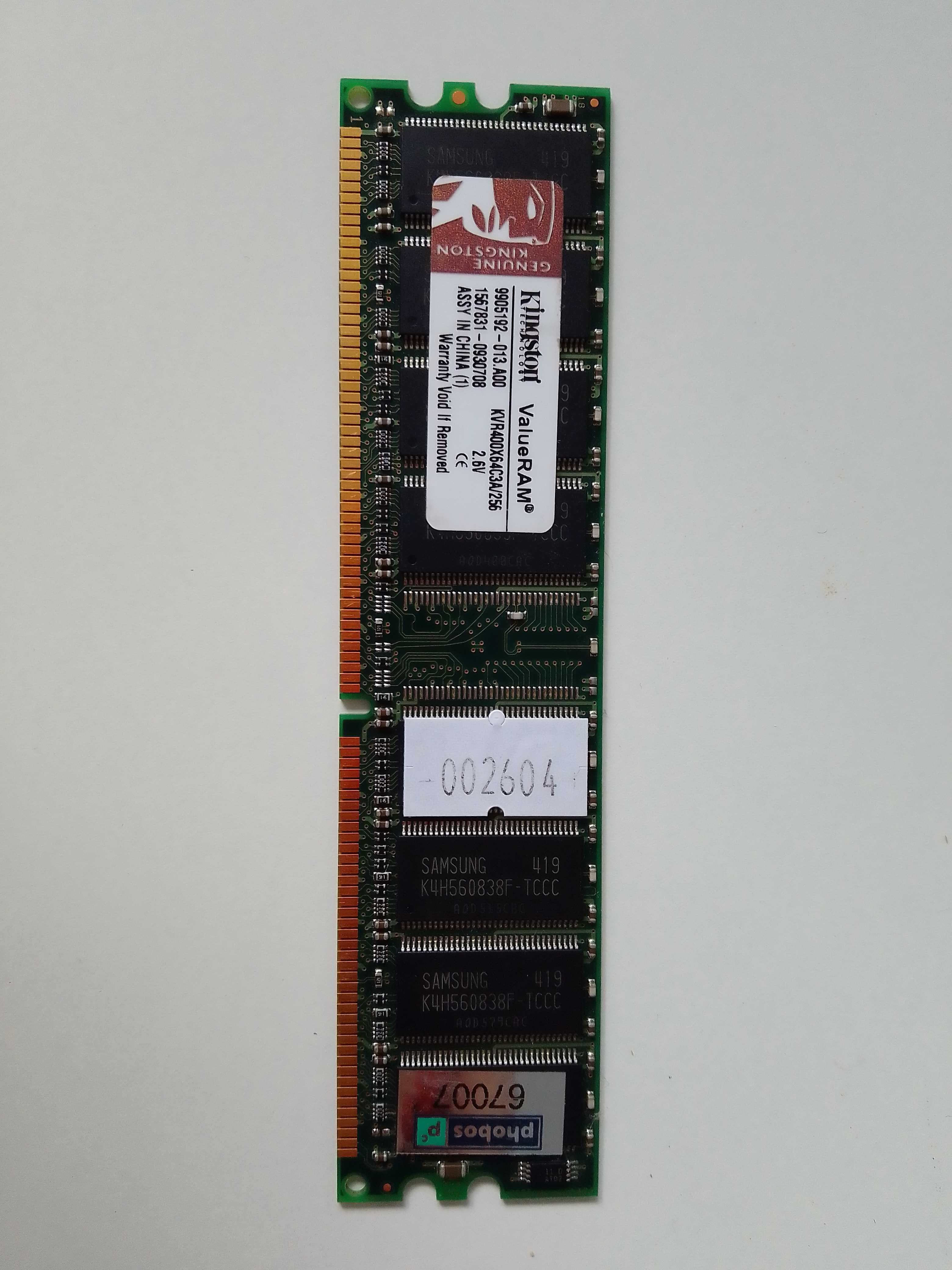 Pamięć RAM DDR Kingston KVR400X64C3A/256 256MB (002604)