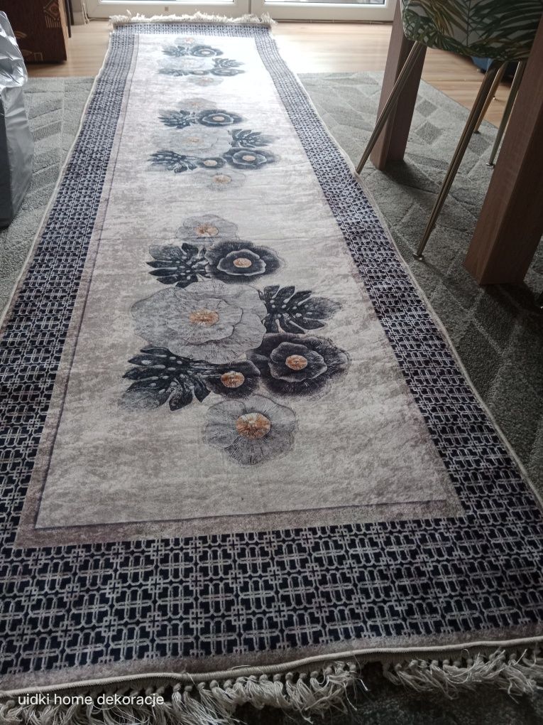 Chodnik 300x80cm Chanel marmur kwiaty antypoślizgowy