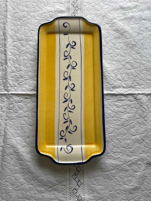 Prato Retangular - Azul e Amarelo