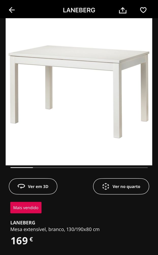 Mesa extensível branca Laneberg Ikea