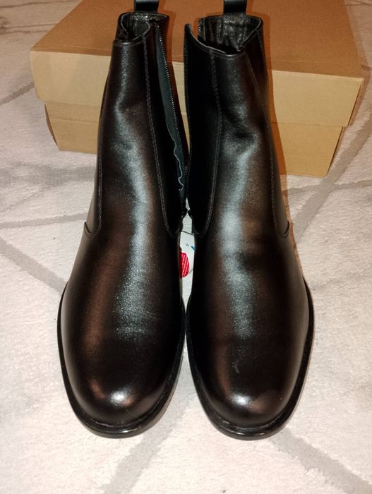 Eleganckie czarne botki skórzane / Chelsea boots