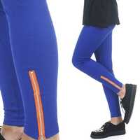 Legginsy COLOR ZIP leginsy zamek niebieskie