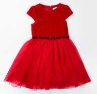 Sukienka Czerwona KappAhl 110 cm 5 lat Welurowa Tiul
