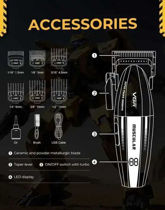 Новинка! Машинка для стрижки профессиональная беспроводная VGR V285