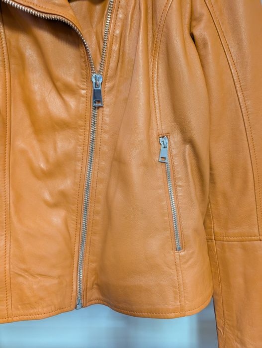 44 kurtka ramoneska skóra naturalna pomarańczowa skóra jagnięca