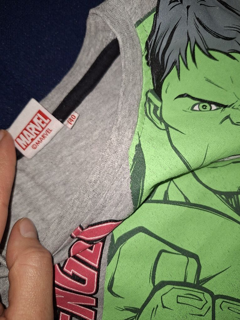 Koszulka T-shirt Marvel 134/140 dla chłopca szara  krótki rękaw