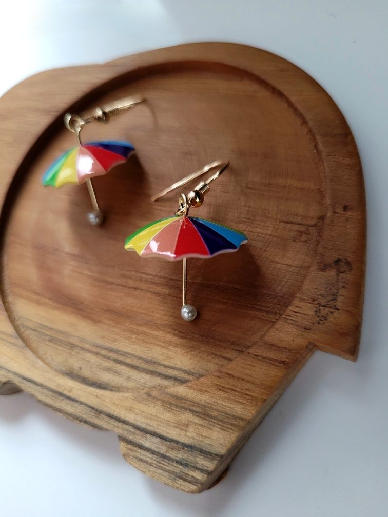 Kolczyki kolorowe tęczowe parasolki LGBT umbrella earrings