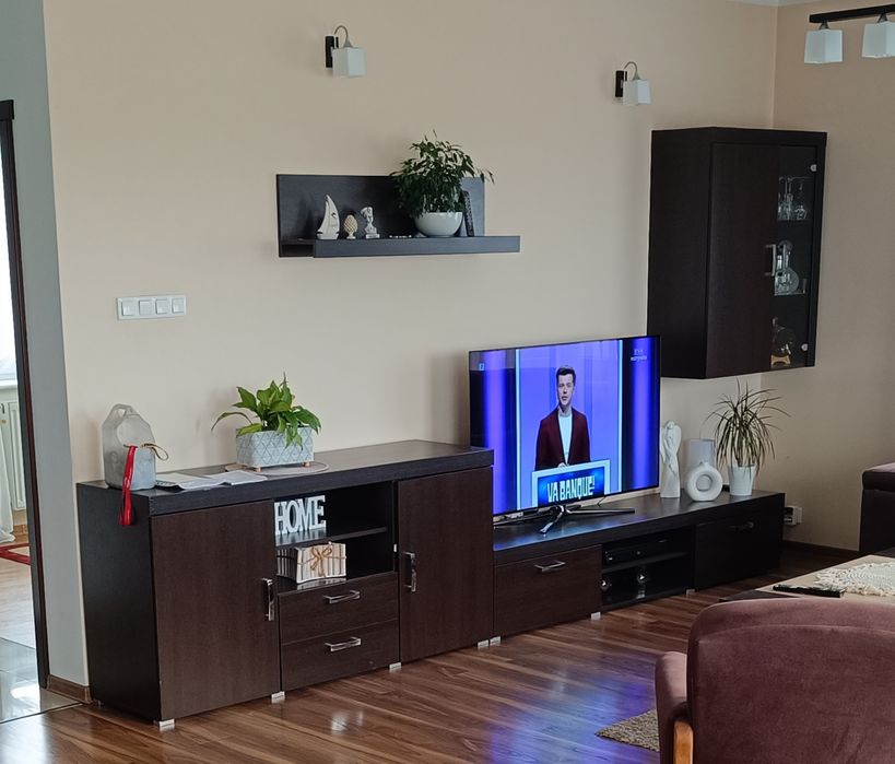 Zestaw mebli do salonu Komoda Meblościanka Wenge brązowy Szyba półka