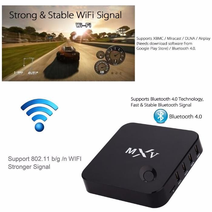 Smartv MXV Android com Miracast/DLNA/Airplay