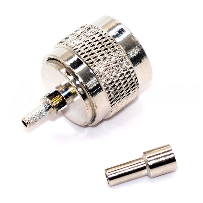 N-type (female) монтаж обтиск+ пайка, під кабелі RG-174 та RG-316