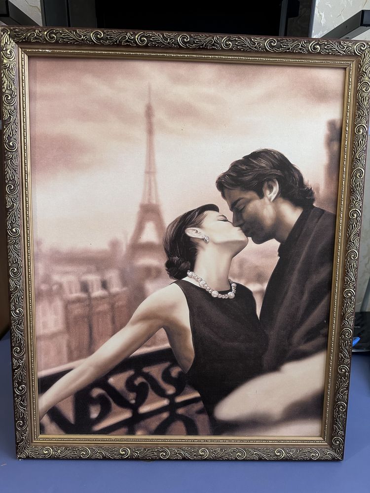 Картина большая «влюбленные в париже»