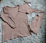 Komplet prążkowany legginsy + bluza z topem *VARLESCA*