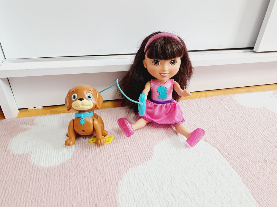 Lalka Dora 30cm z interaktywnym pieskiem mówi śpiewa Dora świat pozna