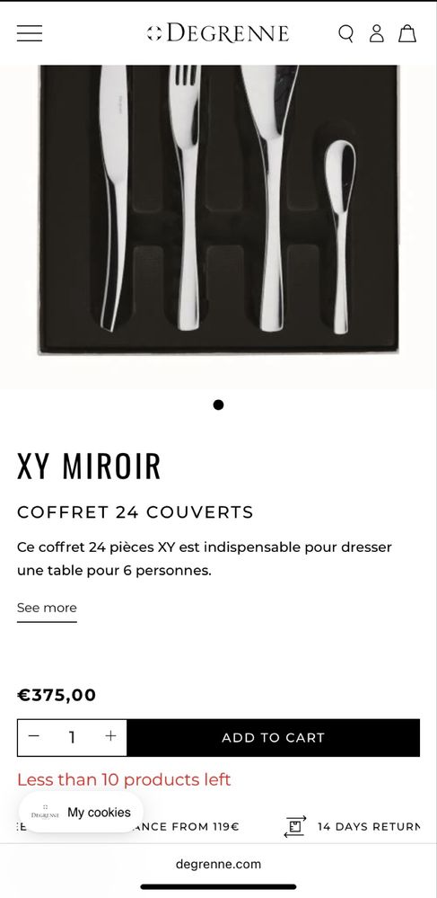 Faqueiro Degrenne XY Mirior Novo