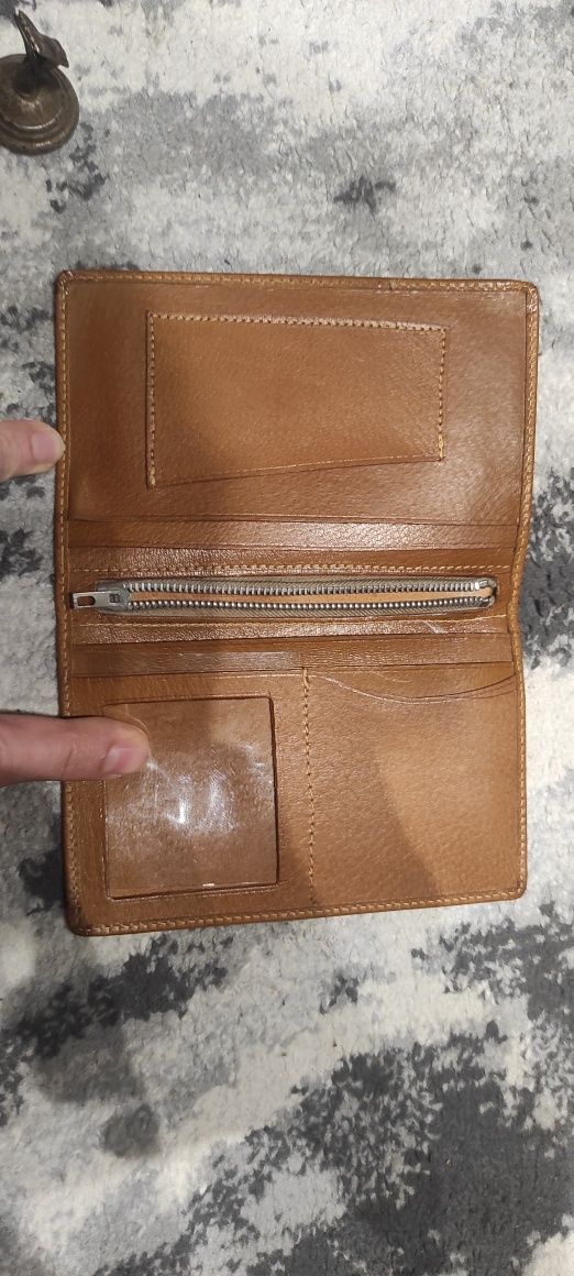 Portfel NOWY Vintage PRL skóra Brąz Męski Damski