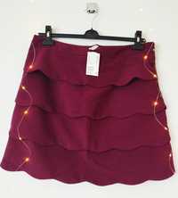 Spódniczka spódnica bordowa mini 46 XL burgundowa H&M nowa z metką