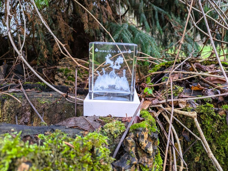 Świąteczny Mikołaj 3d w szkle