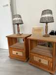 Szafki nocne boho ratan rattanowe hit vintage sosnowe sypialnia