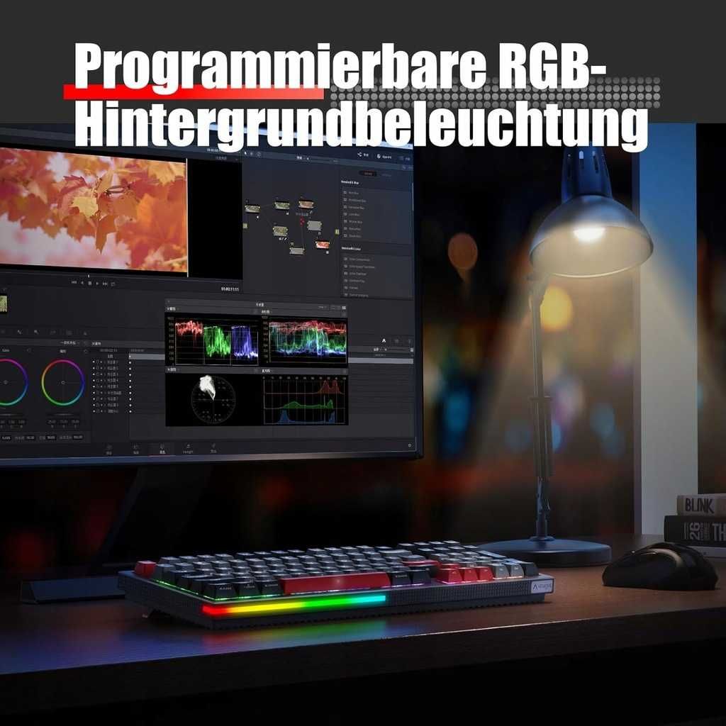 KEMOVE K98 Klawiatura mechaniczna 3 tryby, RGB PBT Silver Switch POWYS