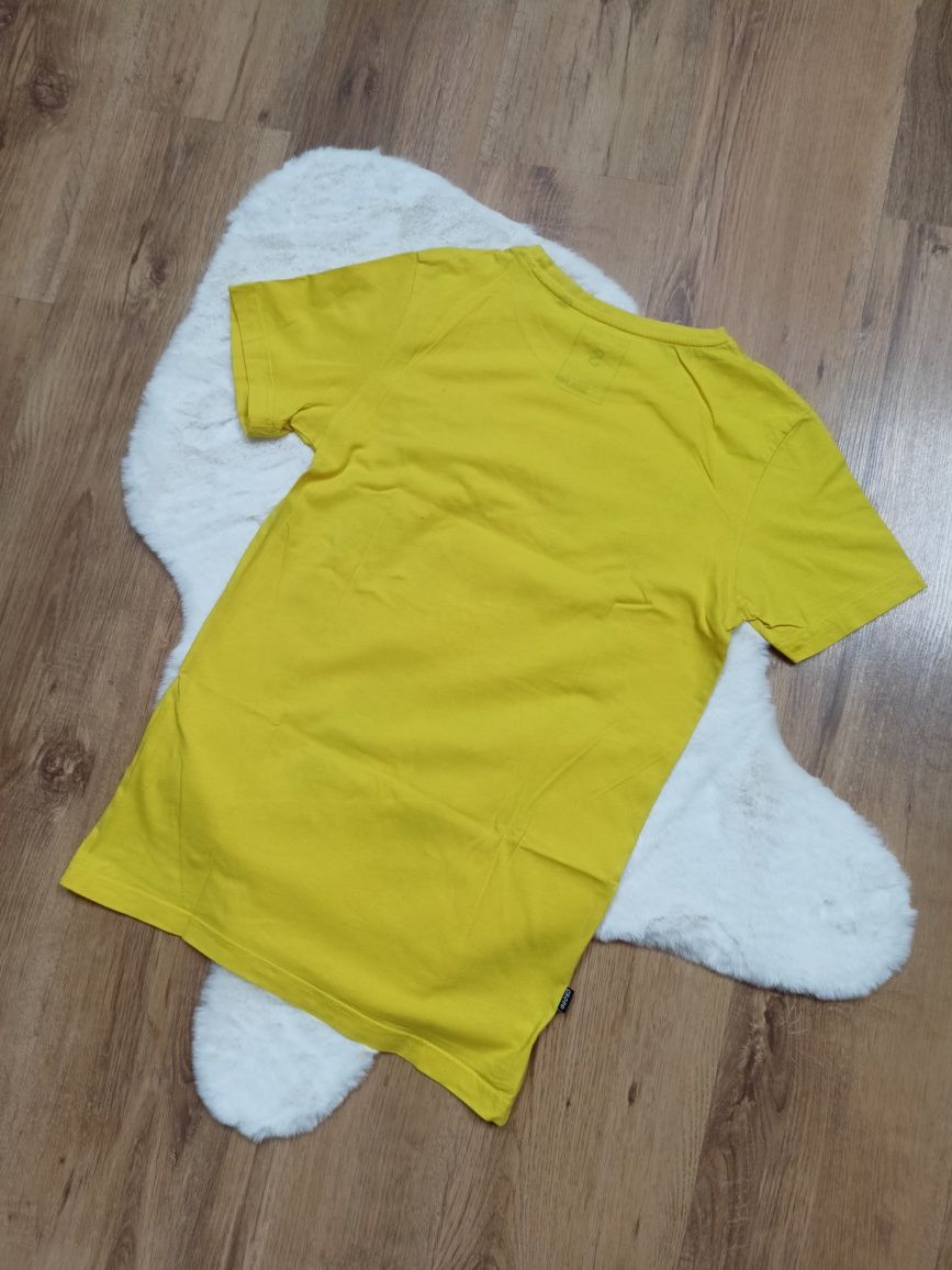 Żółta bluzka z krótkim rękawem koszulka męska t-shirt z nadrukiem