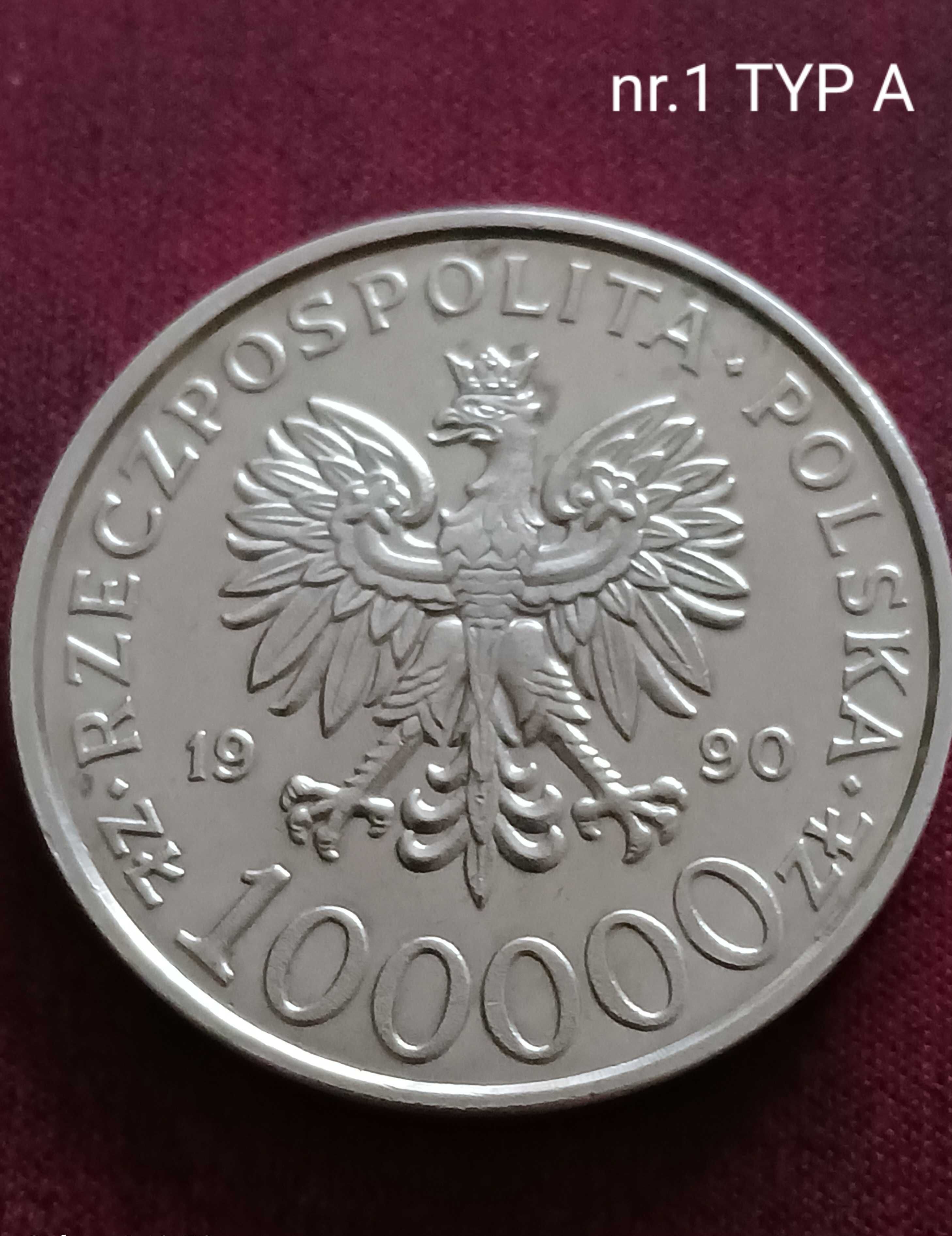 100 000 zł Solidarność 1990 r. Typ A nr 1 - mennicze