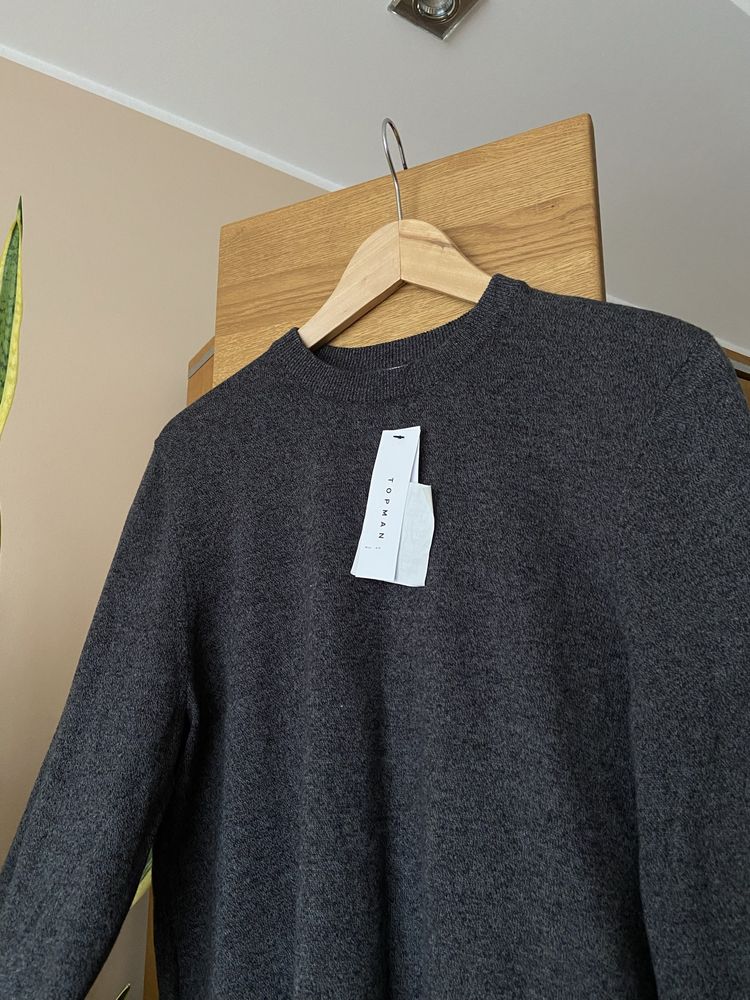 Nowy sweter męski ciemnoszary 100% bawełna