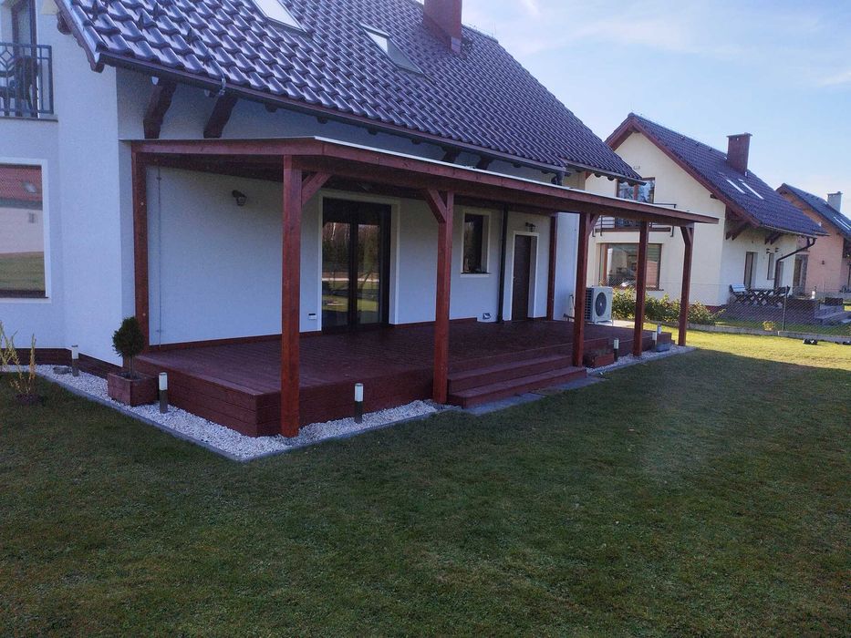 Zadaszenia tarasu z poliwęglanu,  tarasy z deski kompozytowej