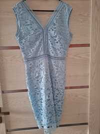 Sukienka gipiura błękitna 38
