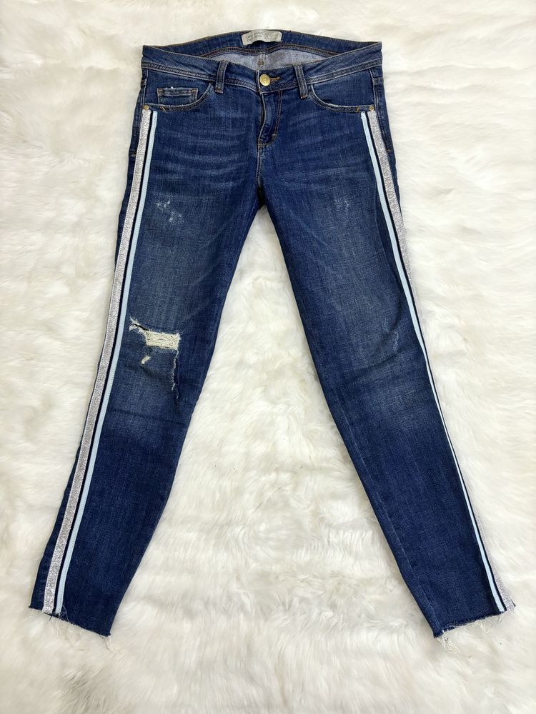 Jeansy spodnie skinny z lampasem Zara rozmiar S 36