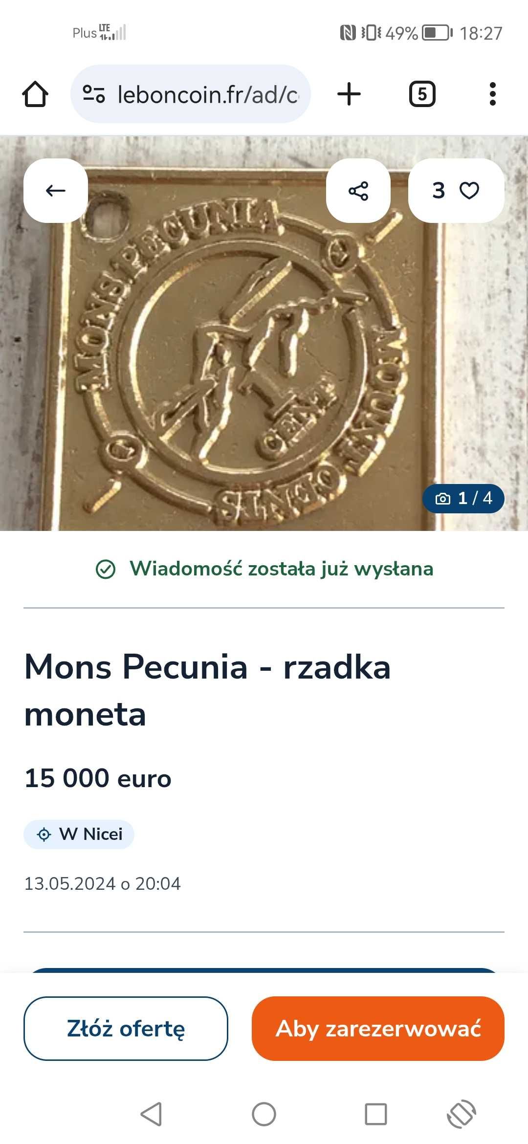 Kolekcjonerski cent francuski