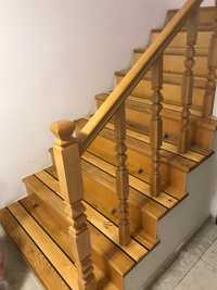 Trepy Schody drewniane dąb + balustrada
