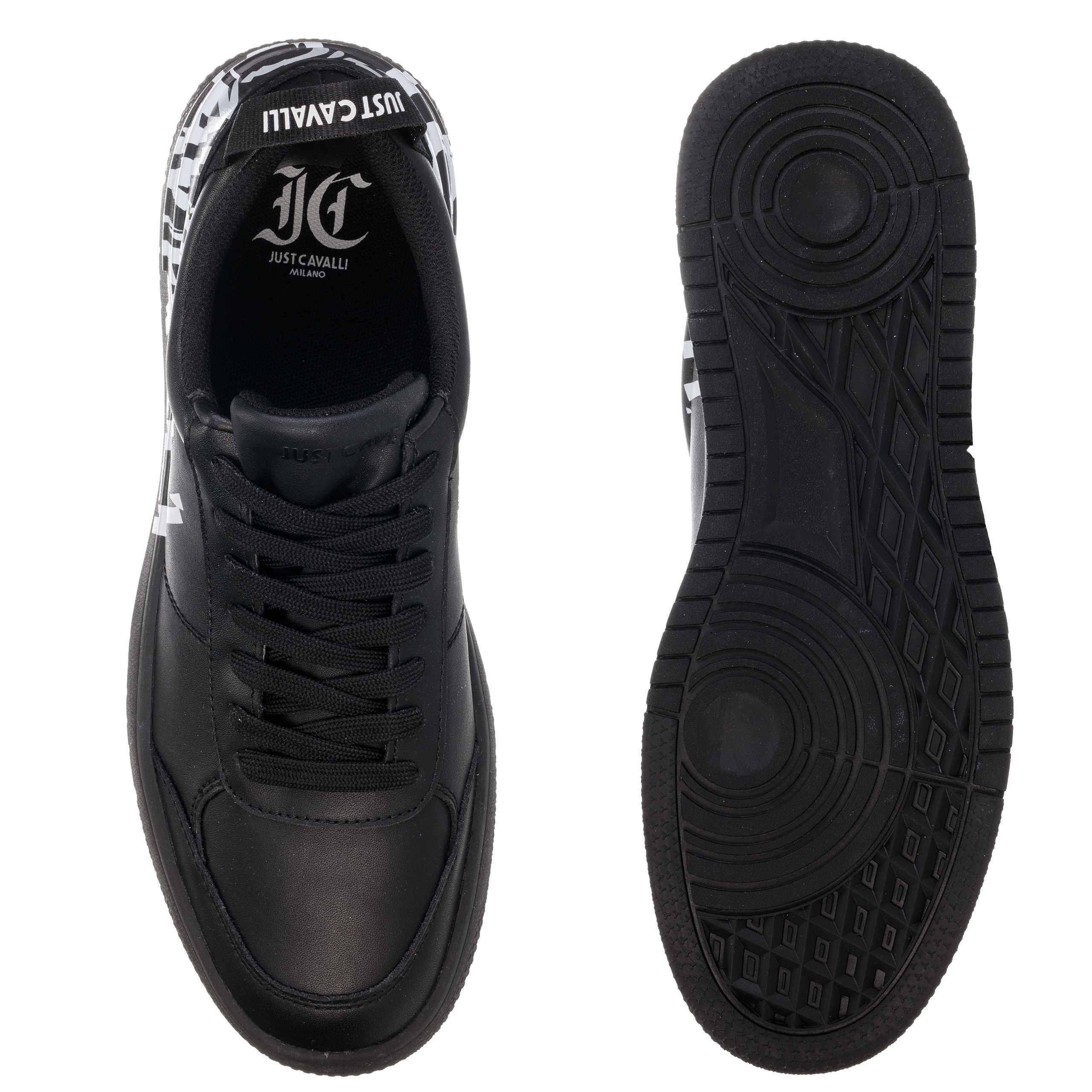 JUST CAVALLI skórzane sneakersy męskie BLACK AZULA