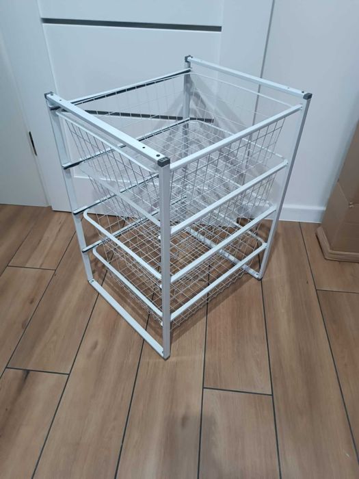 Regał ikea 4 kosze druciane, organizer biały, komoda, półka