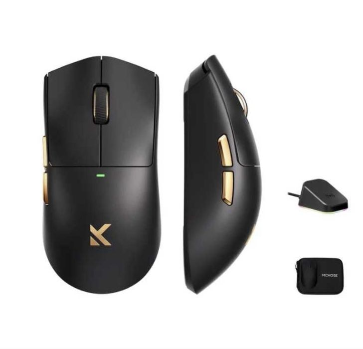 Бездротова ігрова миша MCHOSE K7 Ultra Black-Gold / White-Silver