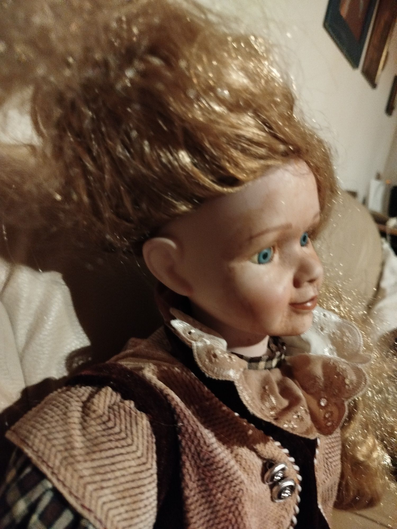 Stara duża niemiecka  lalka porcelana porcelanowa
