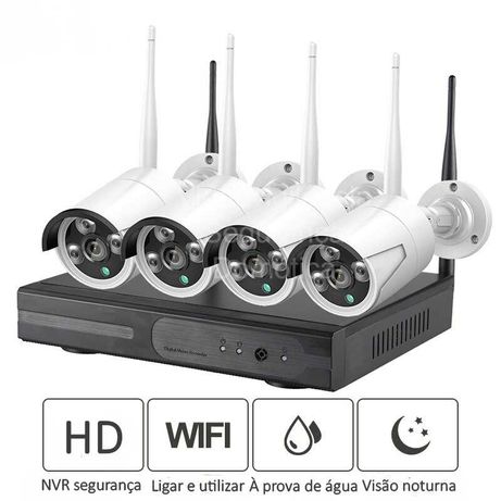 Kit de 4 câmaras * WiFi * HD * 3MP * CCTV * Com Visão Noturna