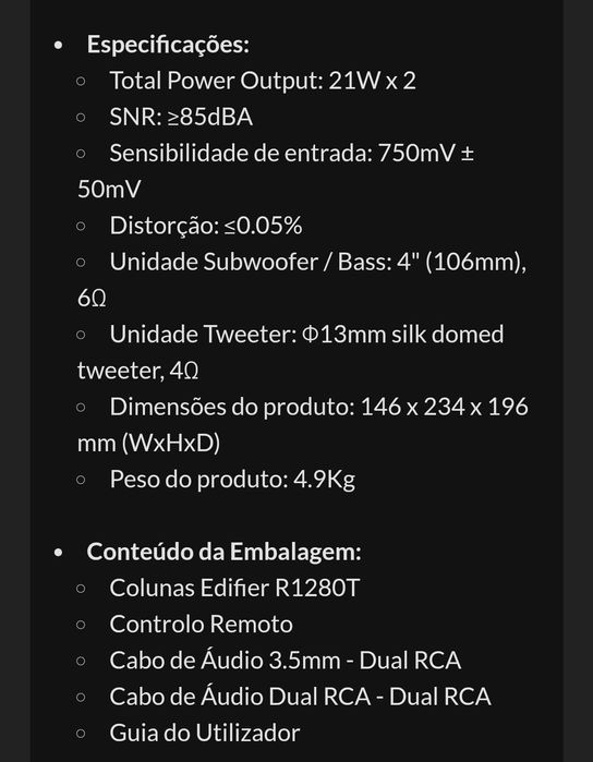 Colunas amplificadas Edifier
