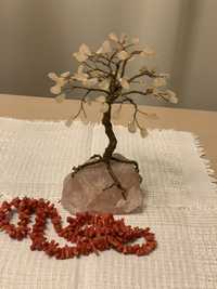 Drzewko szcześcia, kamienie kwarc różowy